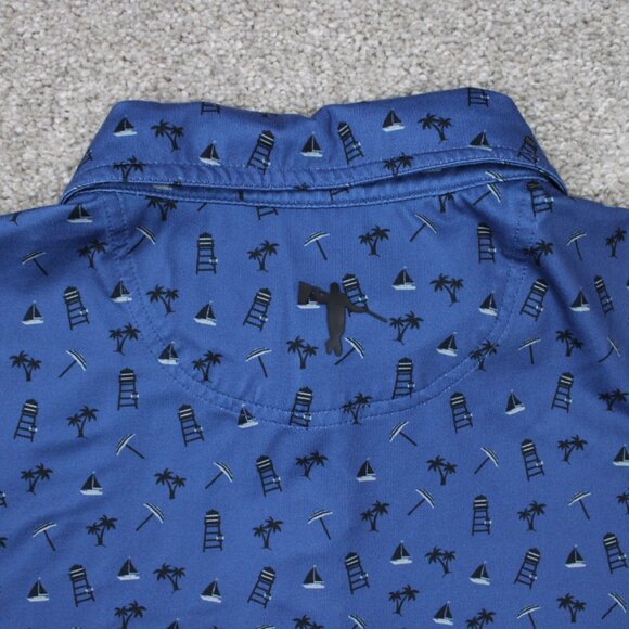 Anderson Ord AOP Polo Shirt Men Large Blue Beach All Over Print Poly Stretch S/S - Picture 14 of 16